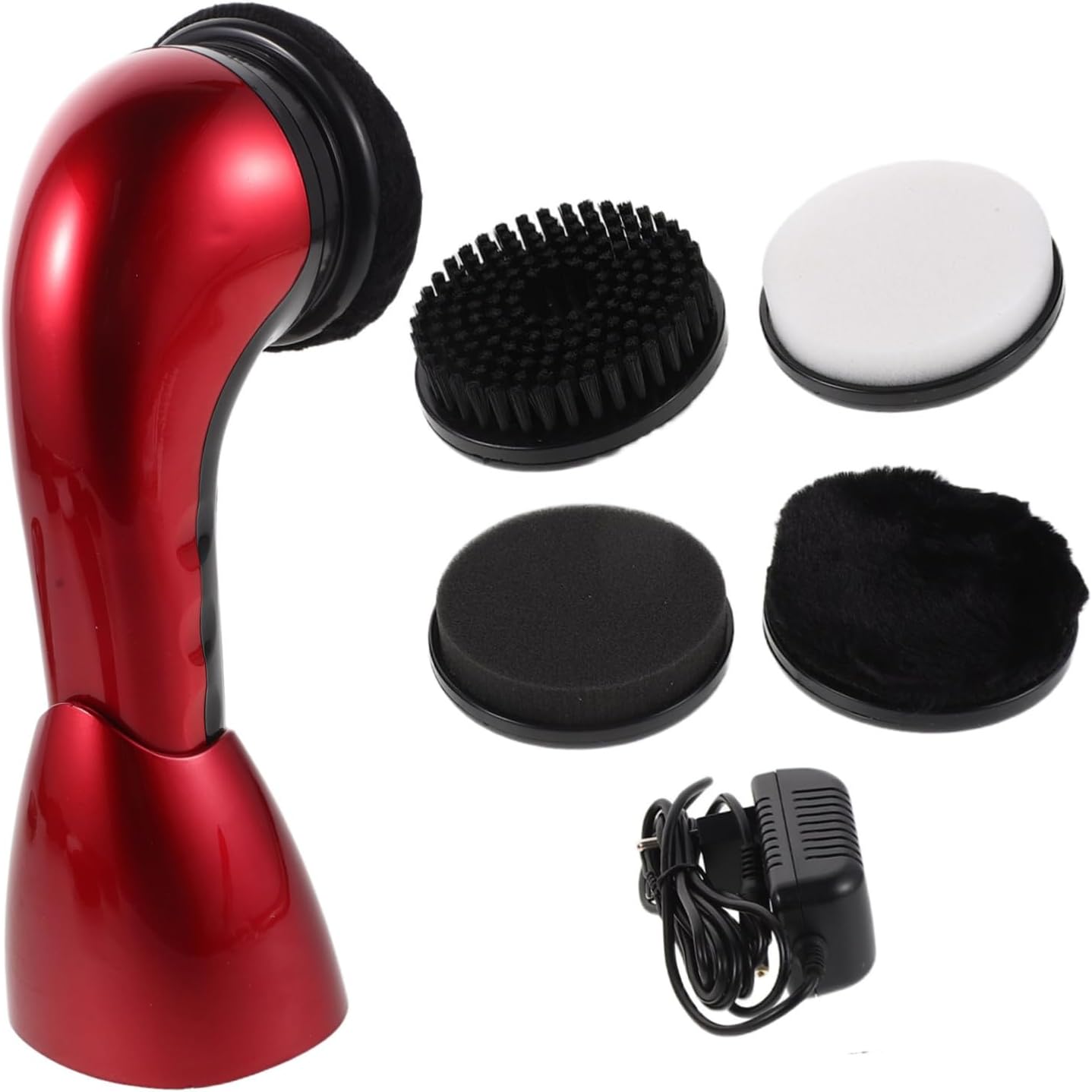 FRCOLOR Portable Electric Shoe Cleaner Brush with Interchangeable Heads for Leather Shoes and Sneakers, Automatic Polishing Machine for Deep Cleansing and Daily Maintenance at Home