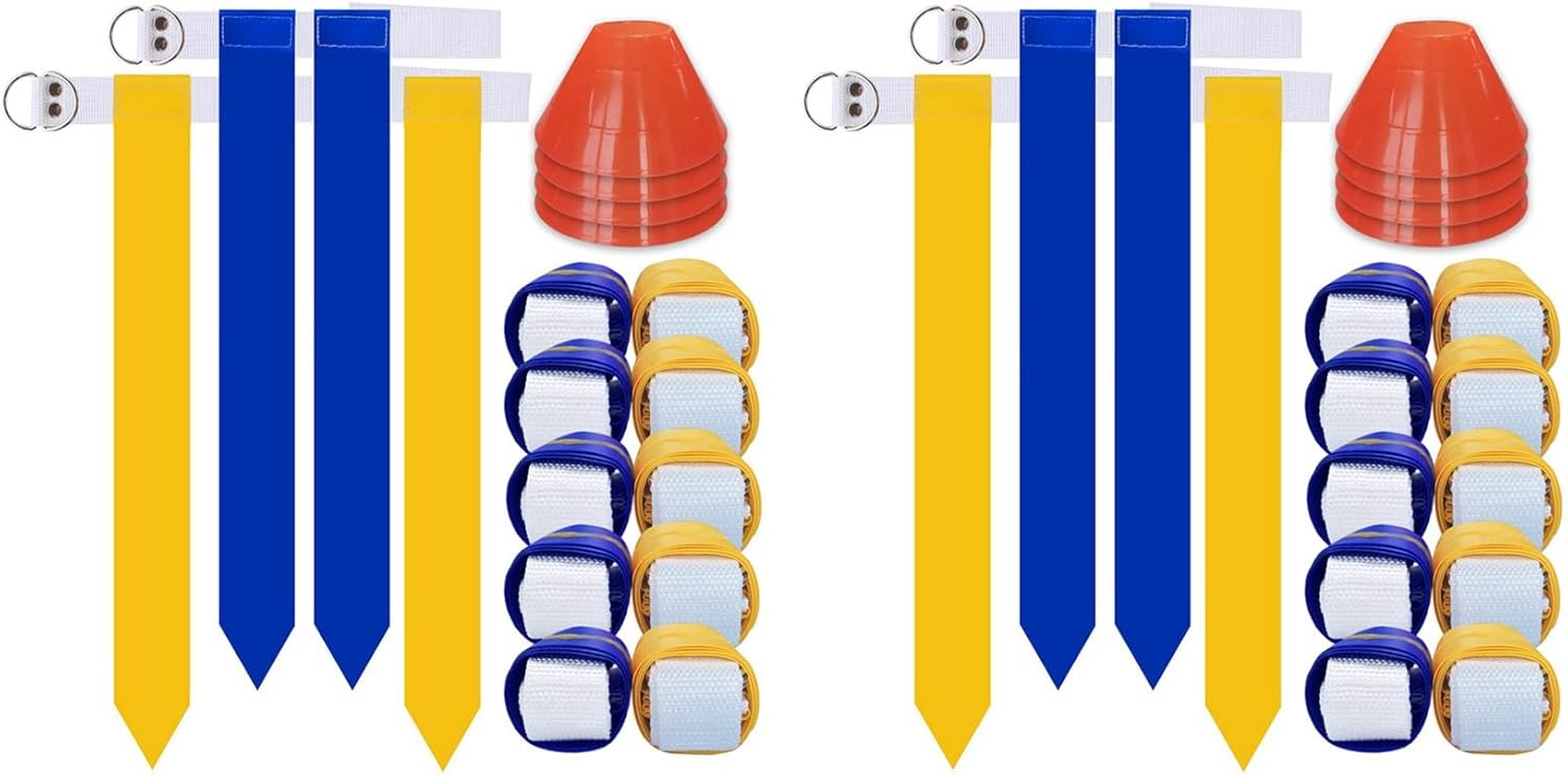 Flag Football Set,20 Player Flag Football Belts and Flags Set, Complete Indoor & Outdoor Training Set,Football Belts Kit, Yellow&Red