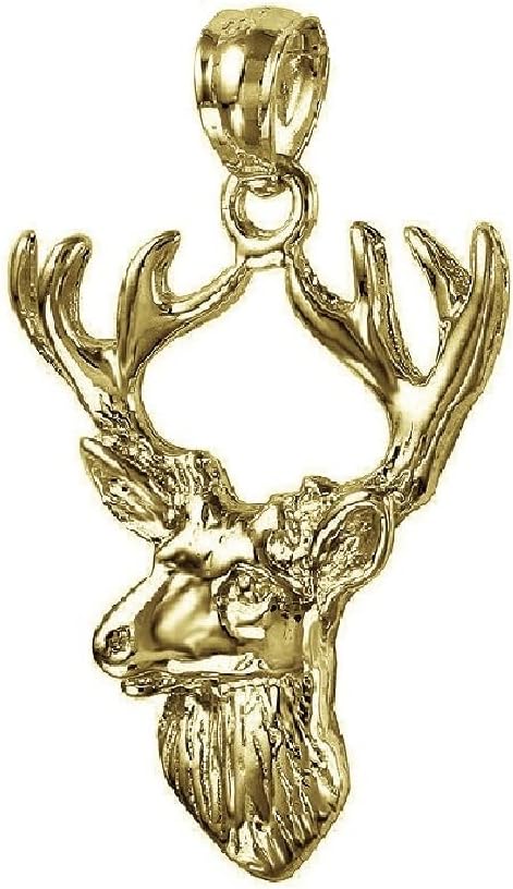 Sterling Silver Yellow Gold Plated 1mm Cable Chain Necklace w/Deer Pendant Charm