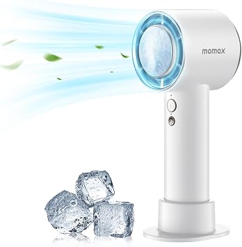 MOMAX Portable Handheld Fan, Speed1-100 Adjustable Mini Fan, 3000mAh Battery Rechargeable Personal Fan, Digital Display, Gifts for Women Men Travel, Camping, Outdoor, White