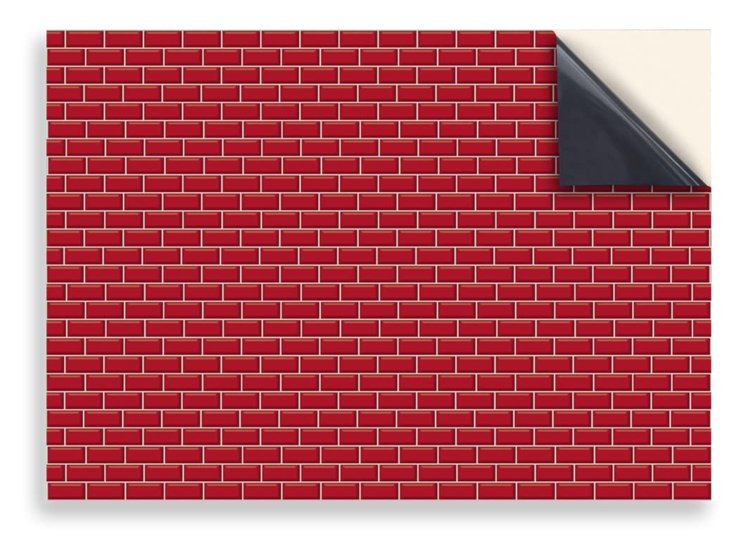 Stick And Go Red Stick & Go Repositionable Self Adhesive Dolls House Wallpaper 1:12 Scale (1 Sheet) - Metro Tiles - No. 86
