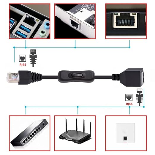 Cable Extensor RJ45 CAT6 macho a hembra 0.6 m con interruptor miniatura 4