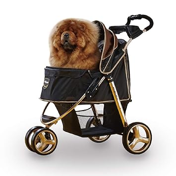 ibiyaya 3 Wheel Dog Stroller for Small and Medium Dogs with Cup Holders, Aluminum Frame Holds Pets up to 44 lbs