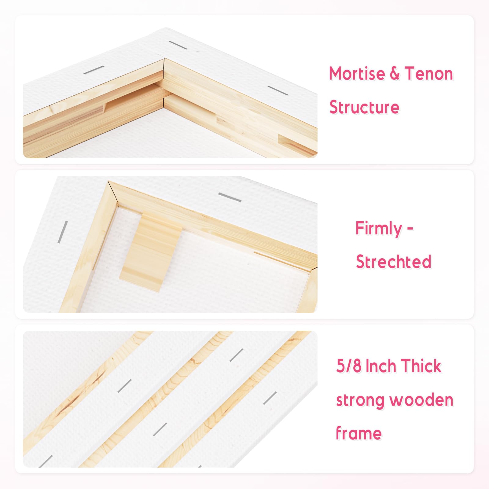 Art Supplies – Lot de 3 toiles tendues en coton apprêté sans acide pour peinture, coulage acrylique, peinture à l'huile, 10,2 x 30,5 cm