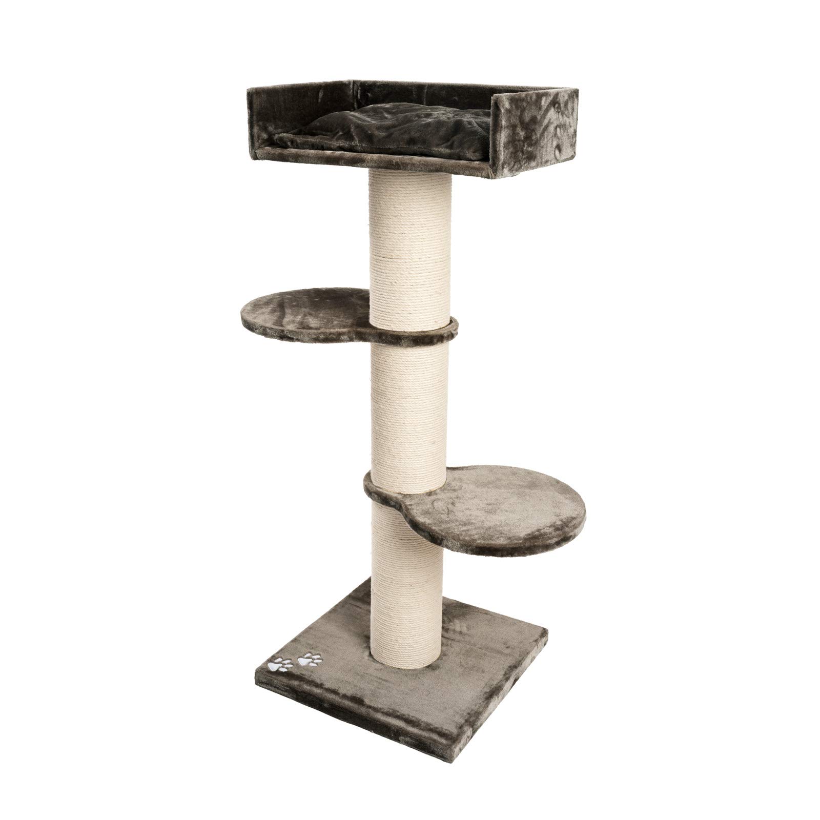 JAMAXX Premium 155cm XXL Kratzbaum für große schwere Katzen 20cm extra-starker Stamm, 4cm Starke Bodenplatte, extra-Dickes Kuschel-Plüsch, Kletterbaum Katzenbaum Grau-Braun