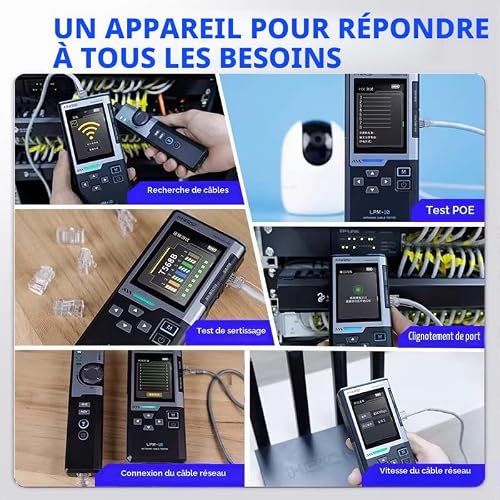Testeur de Réseau,Testeur de Câble Réseau Ethernet Détecteur POE Multifonctionnel RJ45 CAT6 Outil de Balayage IP Test de Sertissage Test de Vitesse Réseau Mesure de la Longueur NCV – vue 7
