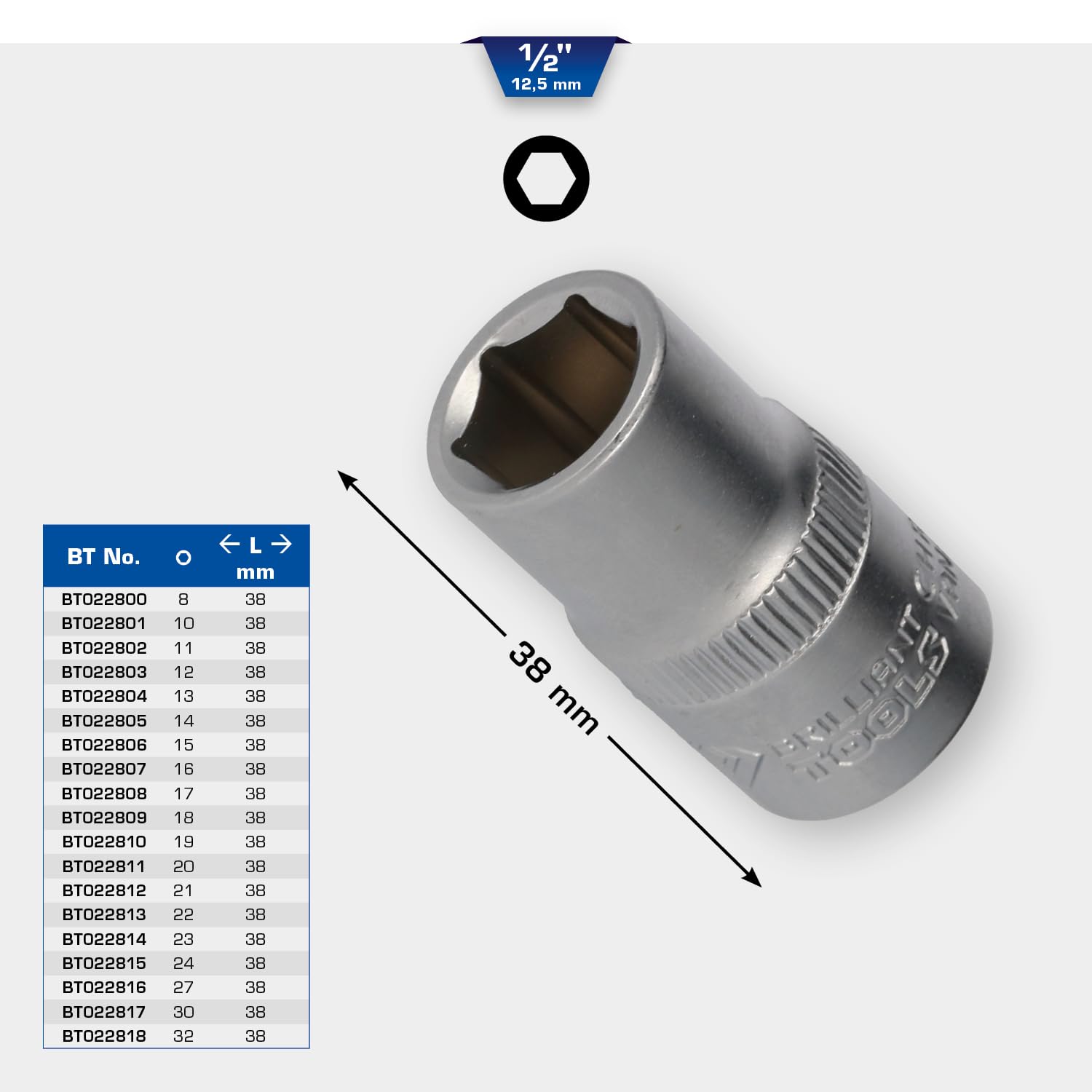 BRILLIANT TOOLS BRILLIANT TOOLS BT022818 Socket Spanner, Chrome Vanadium Steel, 32 in use