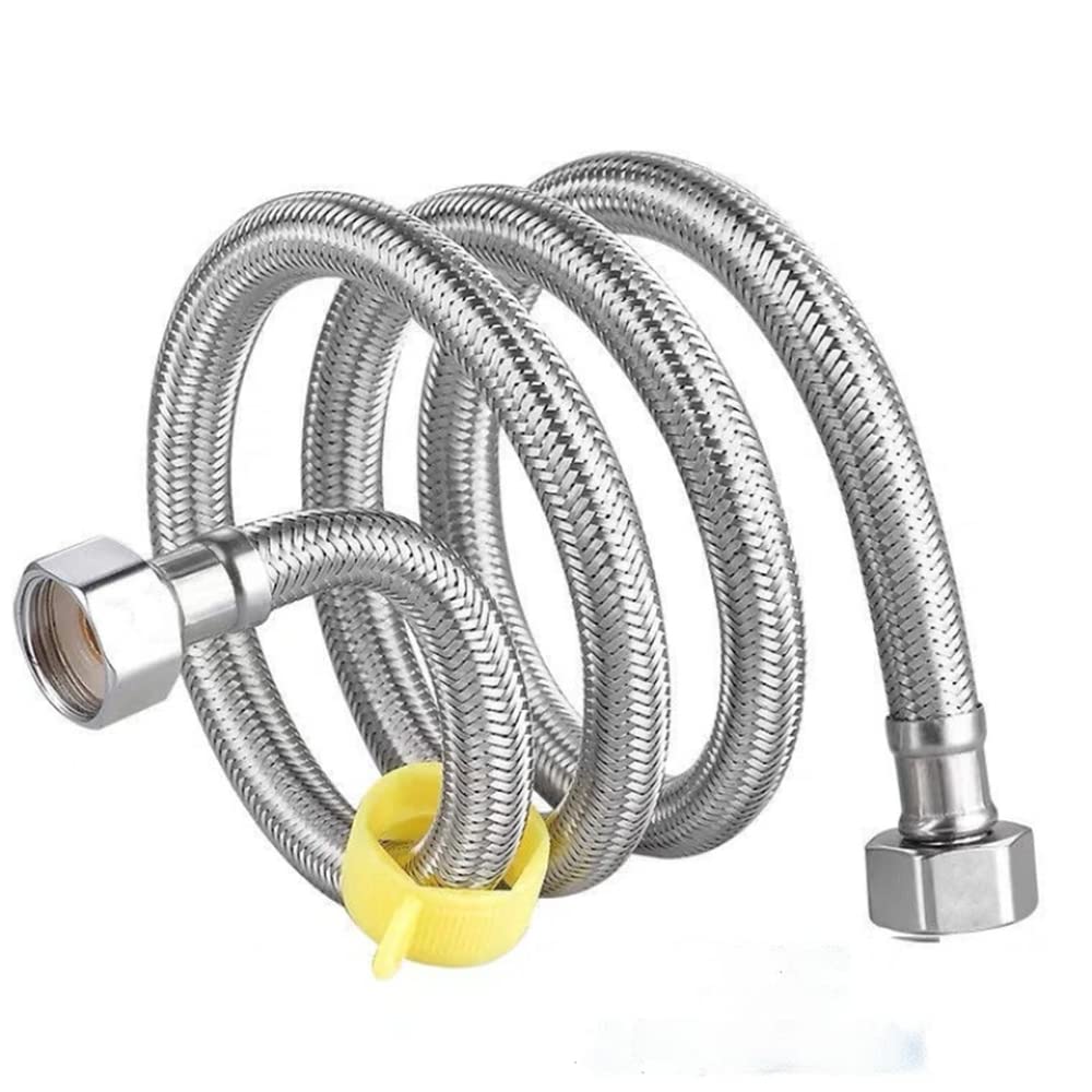 Rubik 5 Meters Braided Hose, 1/2inch Connector Anti-Explosion Flexible Stainless Steel Hot Cold Water Plumbing Pipe for Kitchen Faucet Sink Basin Bathroom Shower Shattaf Toilet Taps Heaters