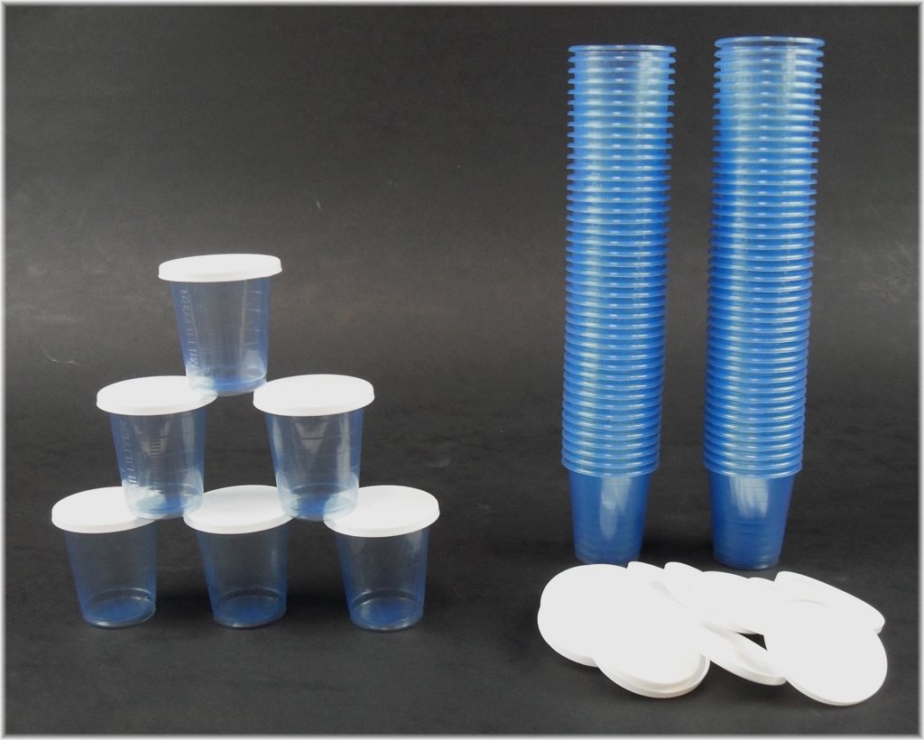 540 Medikamentenbecher mit 500 Deckel Medizinbecher in blau Medibecher 3cl Medizin Becher 30ml