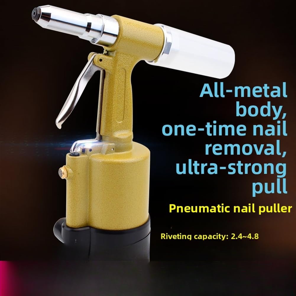 Herramienta de remache neumática de grado industrial 13000N fuerza de tracción para remaches de aluminio de acero inoxidable para reparación de automóviles, garaje, metal y bricolaje 2.4-4.8mm (A)