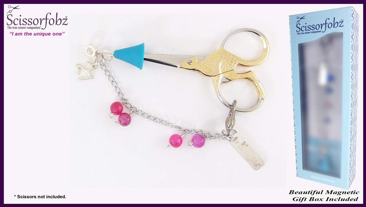 Scissors Fobs Elegant Collection - Key Ring Key chain Bracelet Wristlet Purse Backpack Bag Charm- Quilters Sewers Embroidery Gifts. Beautiful Gift Box Included. E15000405