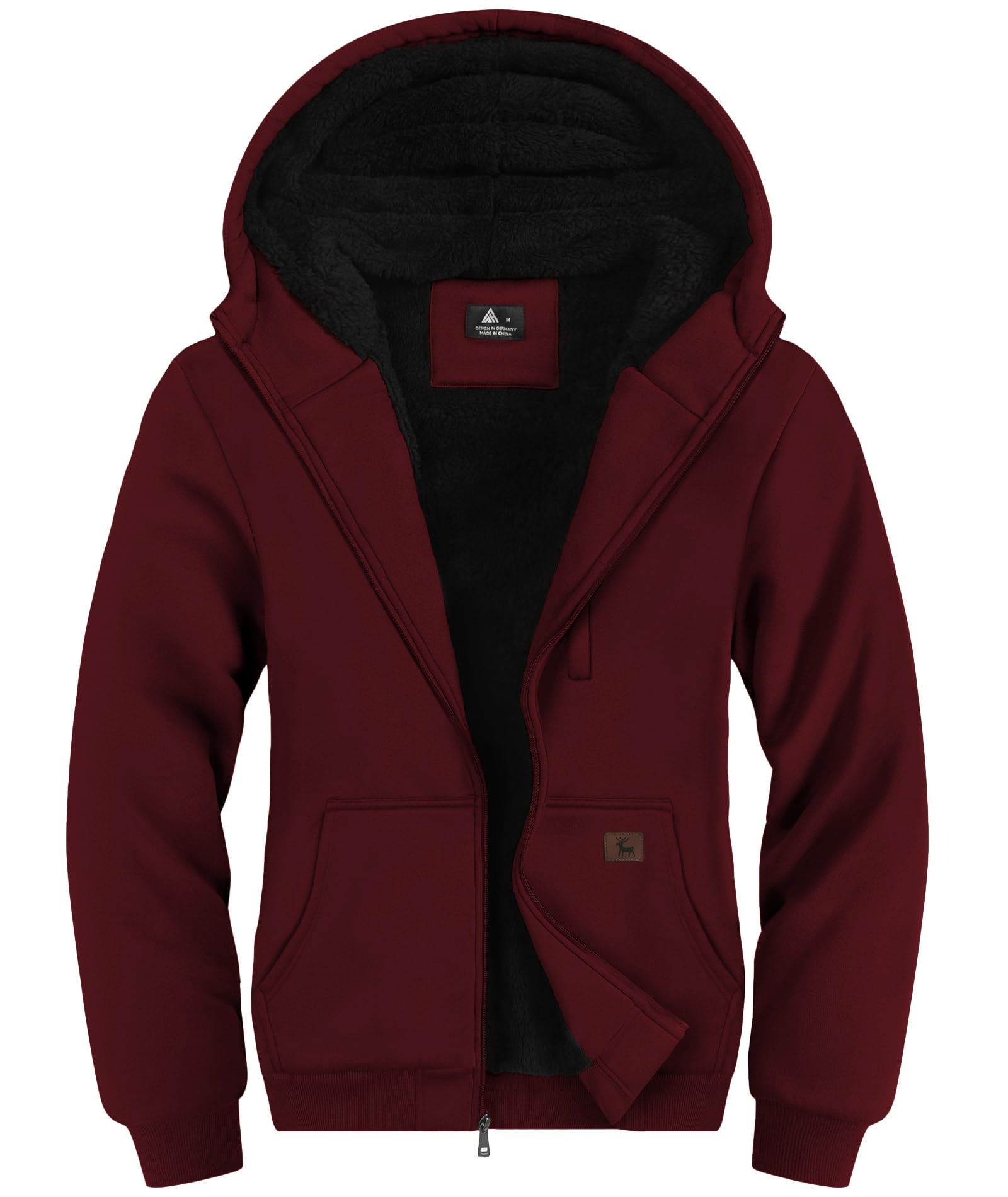 LLdress Giacca con Cappuccio da Uomo Felpa con Cappuccio con Cerniera Fodera Calda Giacca Invernale con Tasche Felpa in Pile per Escursionismo Campeggio