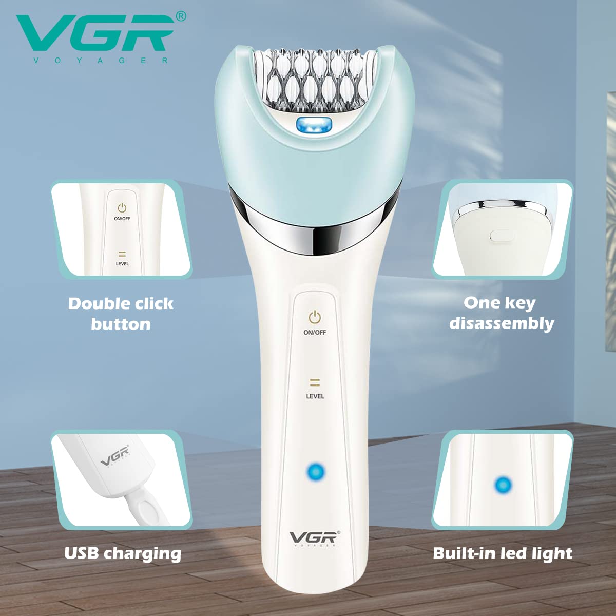 VGR V-703 Professional 5-in-1 Women Grooming Kit Shaver for Face, Legs, Underarms & Bikini area, Eyebrow trimmer, Ear & Nose Trimmer Facial Massager & Body Massager IPX 4 Fully washable VGR V-703 Professional 5-in-1 Women Grooming Kit Shaver for Face, Legs, Underarms & Bikini area, Eyebrow trimmer, Ear & Nose Trimmer Facial Massager & Body Massager IPX 4 Fully washable