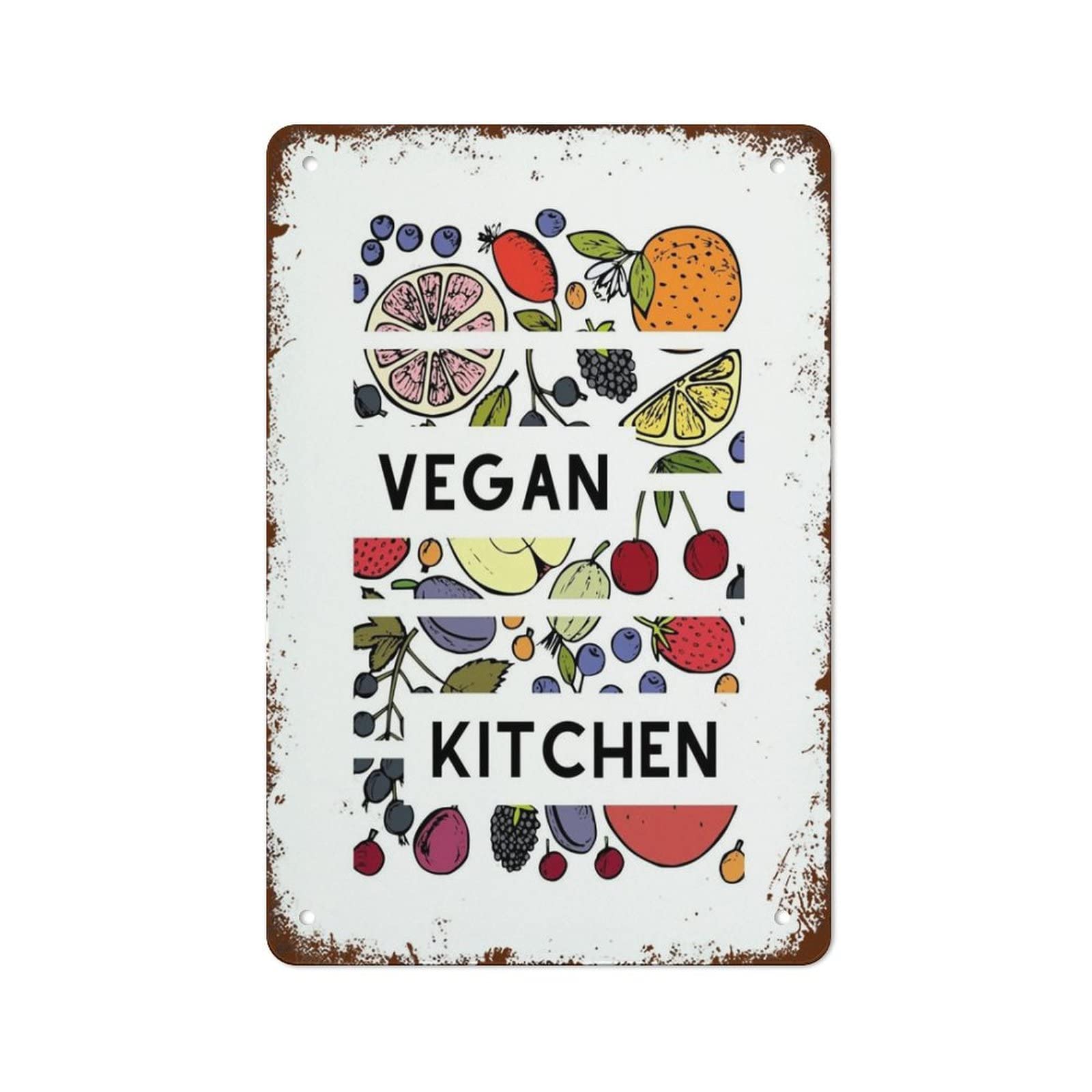 Pibonto Wall Art Funny Vintage Metal Tin Sign Vegan Kitchen Vegan Vegetarian Home Wall Decor Art Suitable For Home And Kitchen Bar Cafe Garage Wall Decor 8X5.5 Inch