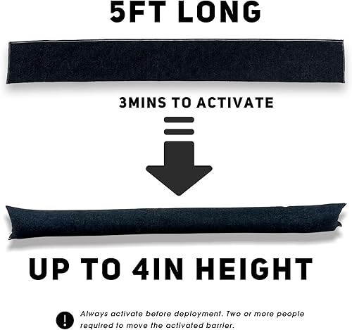 Miniatura 6 de Barreras de inundación activadas por agua de 5 pies para puerta de casa, bolsas de arena sin arena para control antiinundaciones, bolsa de arena