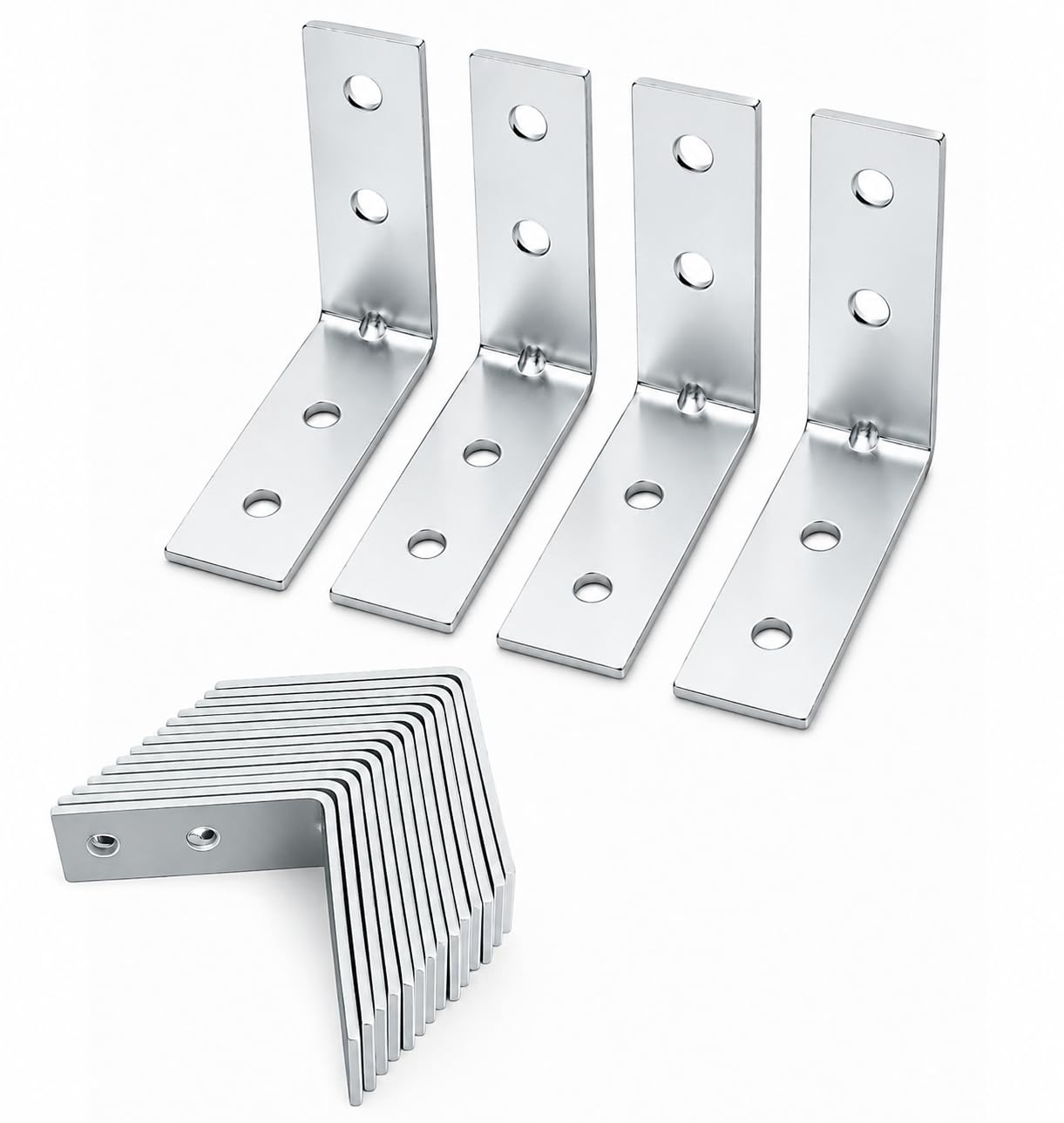 24 PCS L Angle Brackets, 2 Inch Heavy Duty Galvanized Steel Corner Brace, Right Angle Metal Brackets for Furniture, Shelves, Cabinets, Wood Joint Reinforcement, Indoor & Outdoor Use-image-41