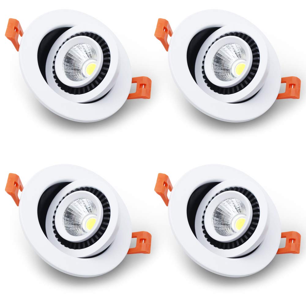 3.5 inch Dimmable LED Recessed Lighting, 110V 7W, 3000K Warm White TaI Chi Adjustable Downlight, CRI 80 with LED Driver, No Can Needed, 4 Pack
