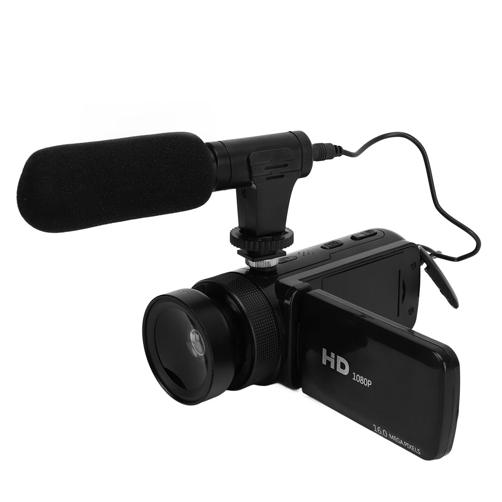 videocamera 4K 48MP YouTube Camera IR Visione Notturna 2.4 Pollici Touchscreen Ruotabile a 180° per Microfono, Paraluce, Obiettivo