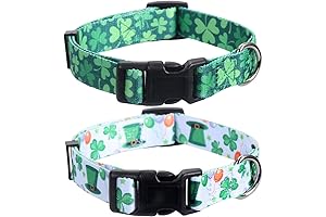 2 Pack St. Patrick's Day Dog Collar Adjustable Four Leaf Clover Medium
