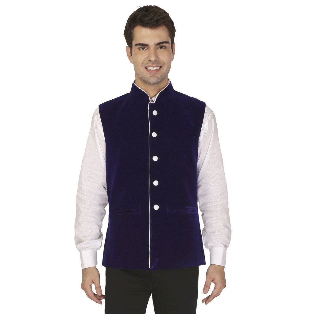 veera paridhaan Man's Blue Nehru Jackets-picture-56