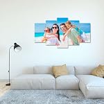 Custom Canvas Prints 5 Panel Personalized Photo on Canvas Print Wall Art Customize with Your Picture for Home Decor (No Frame, 8x14inx2-8x18inx2-8x22inx1)