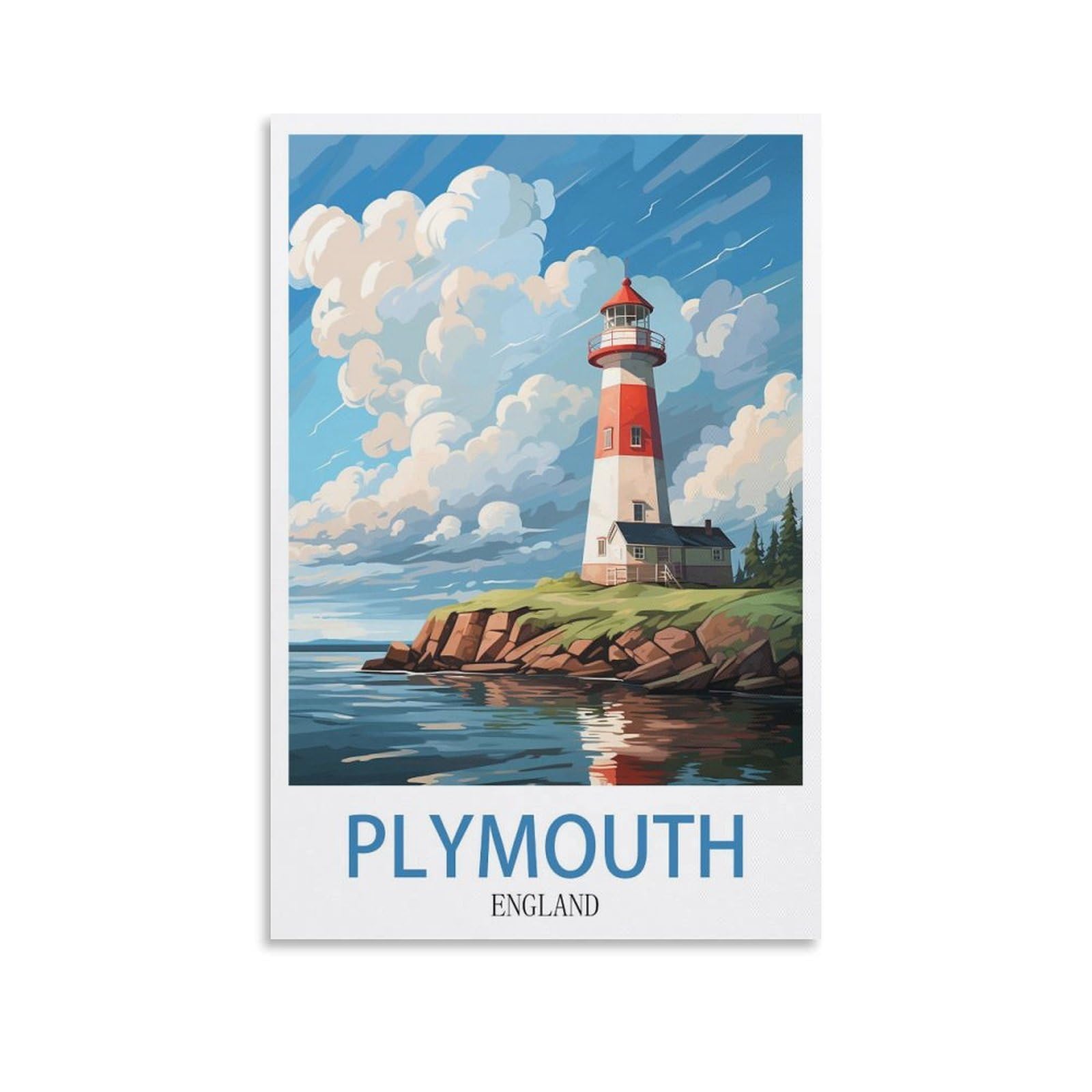 EZMLFA DIY Diamond Painting,Plymouth England 5D Diamond Art DIY Cross Stitch Crystal Rhinestone Embroidery Pictures Craft for Home Wall 40x50cm