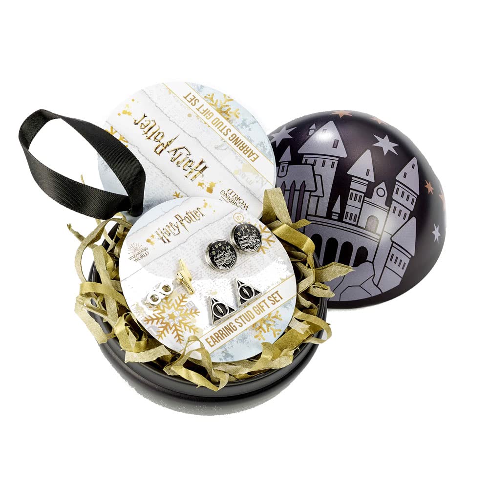 Official Harry Potter Hogwarts Castle with Earring Set Christmas Bauble by The Carat Shop,HPCB0179