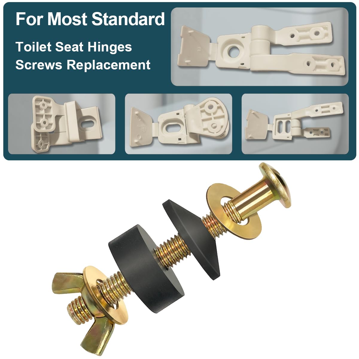 Toilet Seat Screws Replacement Kit Toilet Seat Bolts Replacement Kit Metal Toilet Seat Fastener with Toilet Seat Lifter — view 4