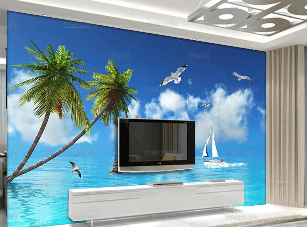 Papier peint intissé mer d'Athènes pour masquer imperfections grand mur salon