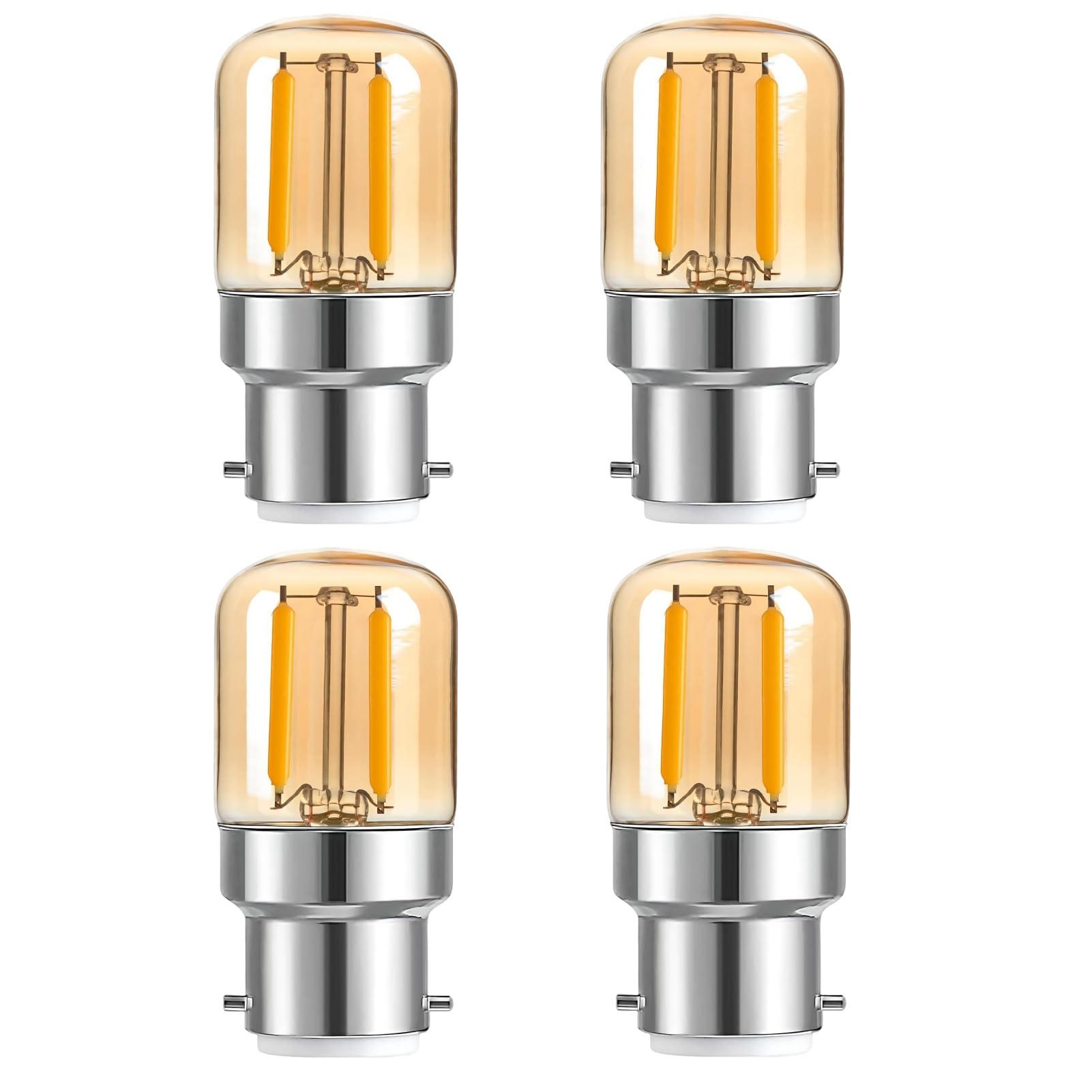 kcrnw 4Pcs B22 Bayonet LED Light Bulbs 1W Bayonet Cap BC LED Night Light Bulb Warm White 2700K T28 220v Clear Pygmy Filament Decorative Mini Bulbs for Sewing Machines, Appliance Lamps, Night Light