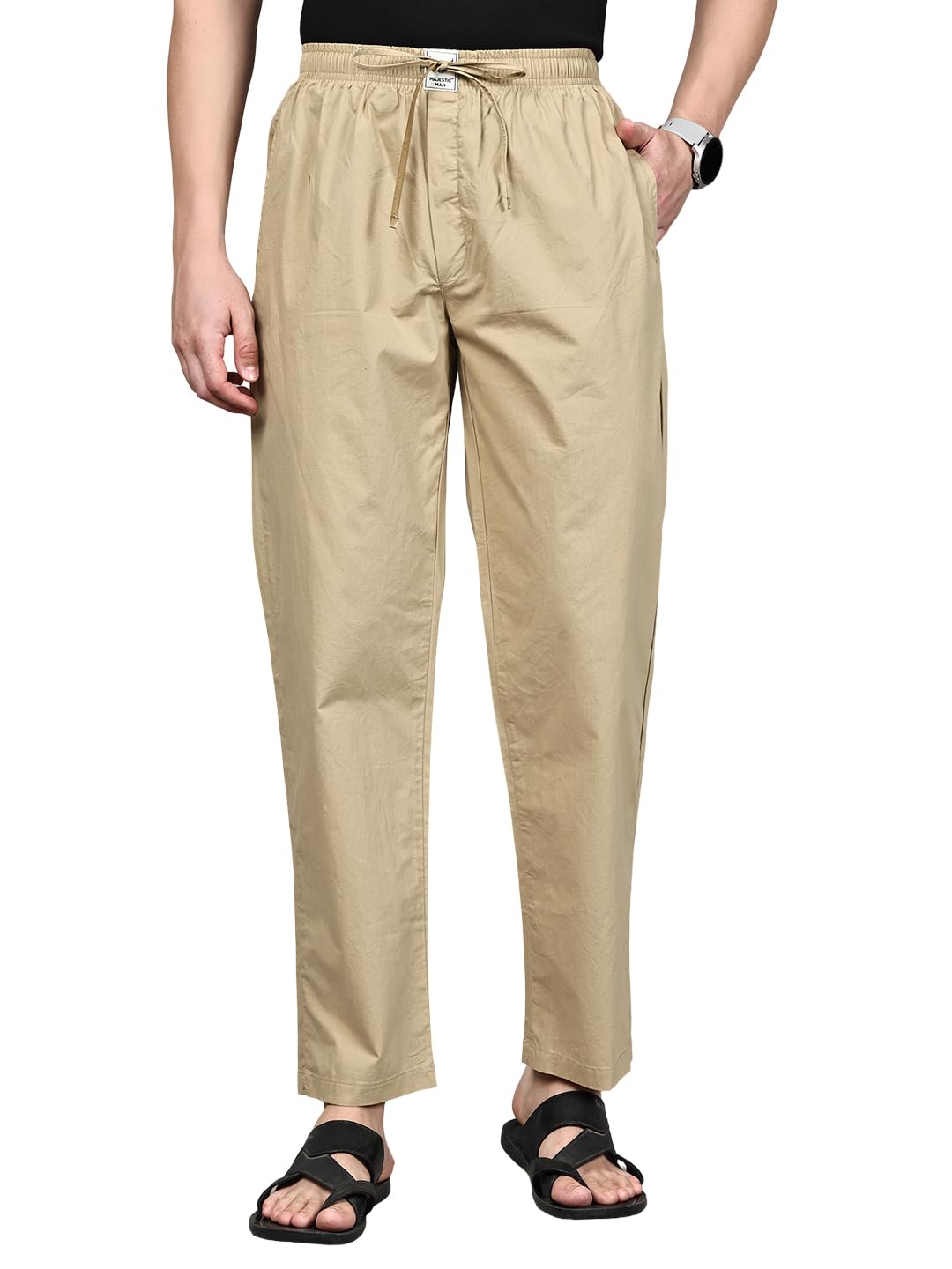 Majestic Man Men Mid Rise Comfort Fit Solid Pure Cotton Casual Style Lounge Pants