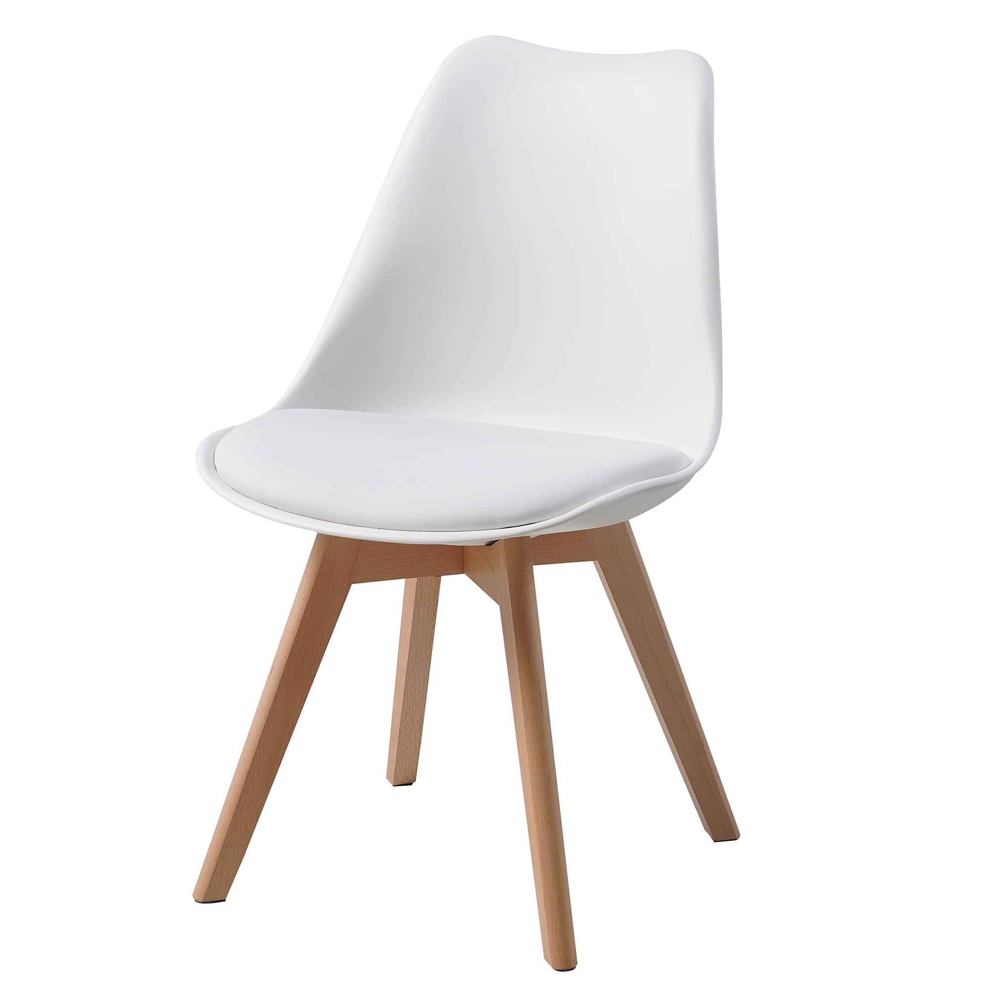 ALBATROS Esszimmerstühle 4er Set AARHUS, Weiss - Beine aus Buche Massiv-Holz, Skandinavisches Retro-Design, bequemer Schalenstuhl - Eleganter Küchenstuhl, Stuhl Esszimmer für Esstisch