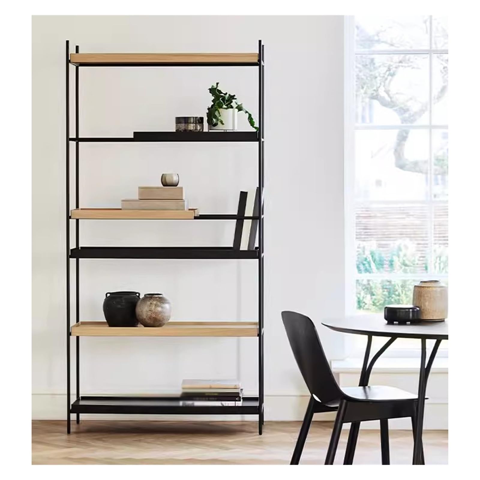 Libreria Libreria semplice combinata acciaio-legno Libreria multistrato in acciaio inossidabile Scaffale moderno for soggiorno dal pavimento al soffitto Libreria Per Camera Da Letto(M:100X35X200cm)