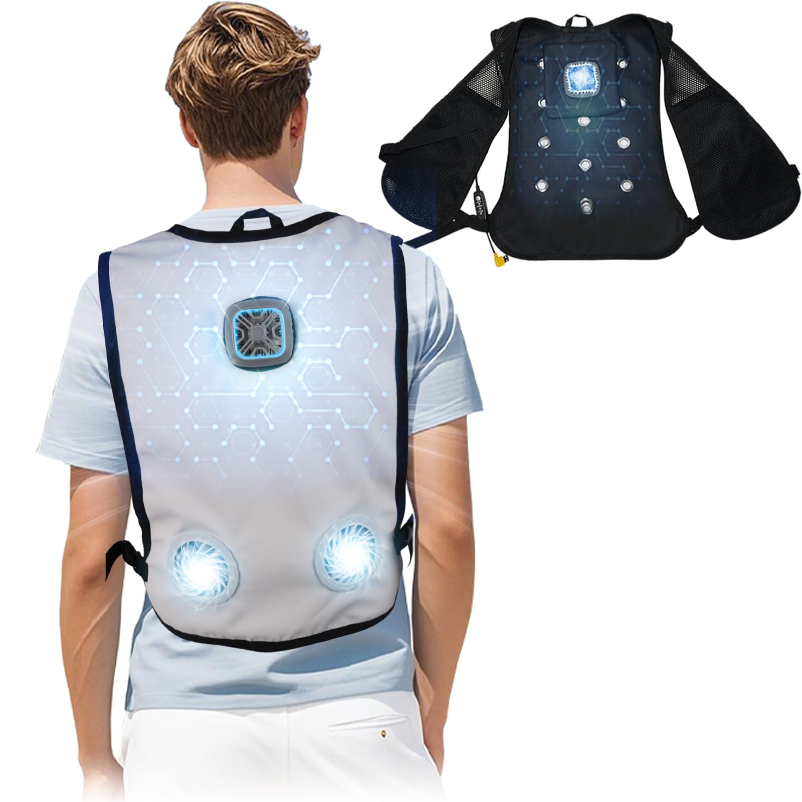 ファン付きベスト ペルチェ冷却服 2つ冷却器と扇風機付き 32V超高出力 ファン付きベスト ペルチェ冷却服 2つ冷却器と扇風機付き 32V超高