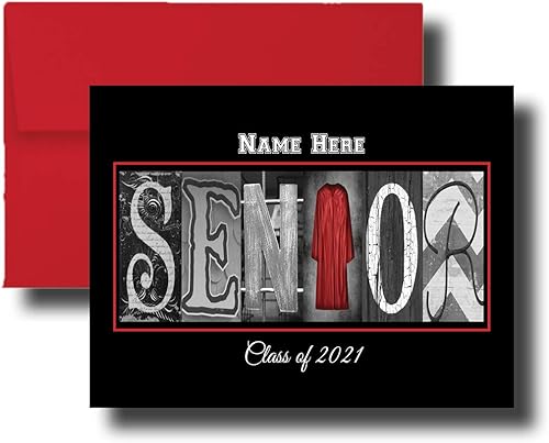 Miniatura 10 de Senior Class of 2023, 2024, Graduation Cards, 5"x7" Flat or Folded Card Choice envelope color,Custom Graduation, Elegant, Letter Art, Scroll, School