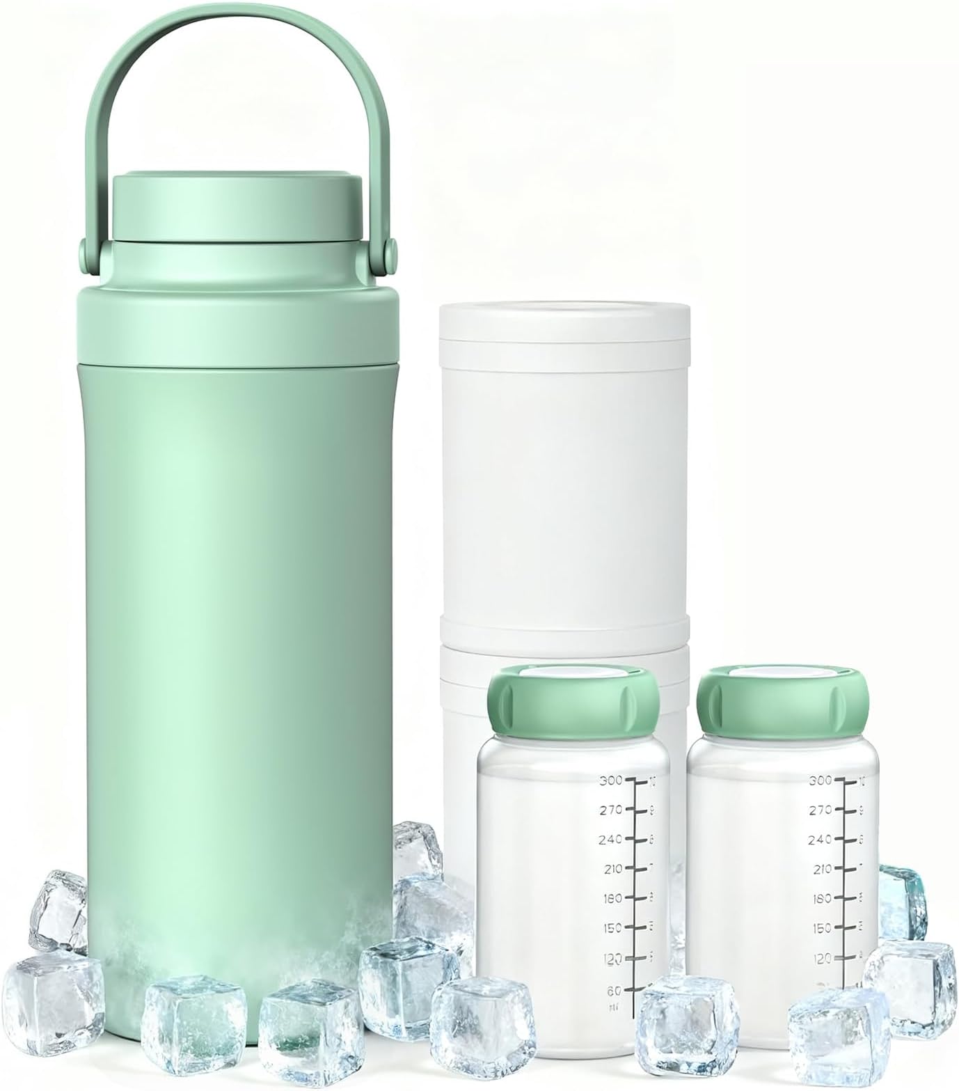 Portable Breast Milk Cooler Bottle, Larger Capacity Milk Cooler, 360°Cooling for 24 Hours Travel Breastmilk Chiller with 2pcs Baby Bottles for Breastmilk Storage, Baby Feeding Essentials, BPA-Free