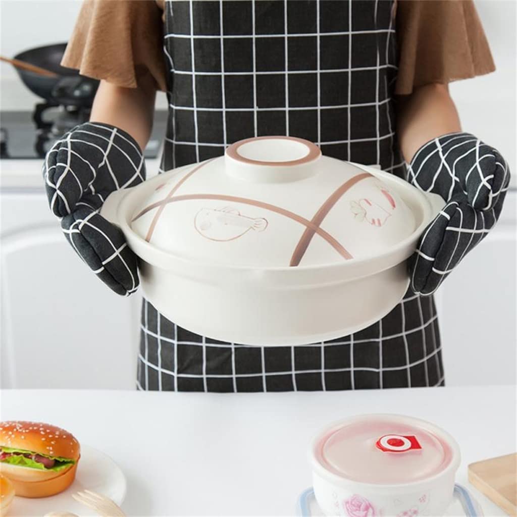 MRKU Gants de Cuisine en Coton, résistants à la Chaleur, Lot de 2, avec Support à casseroles à Clipser.