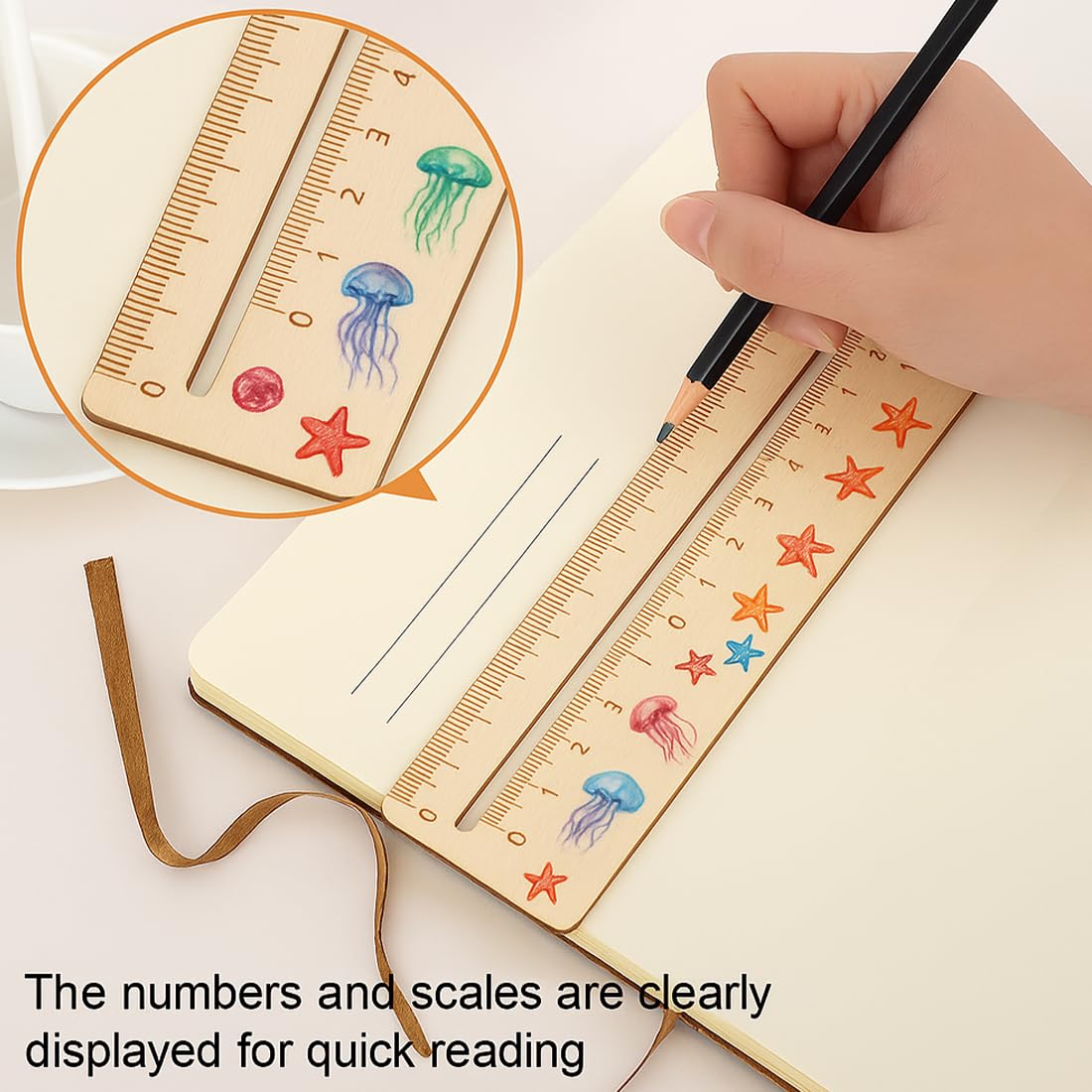 JEYORZY Righello per Lettura Bambini 18 cm Legno Strumento Assistenza Lettura Personalizzato Regali Ingresso Medusa