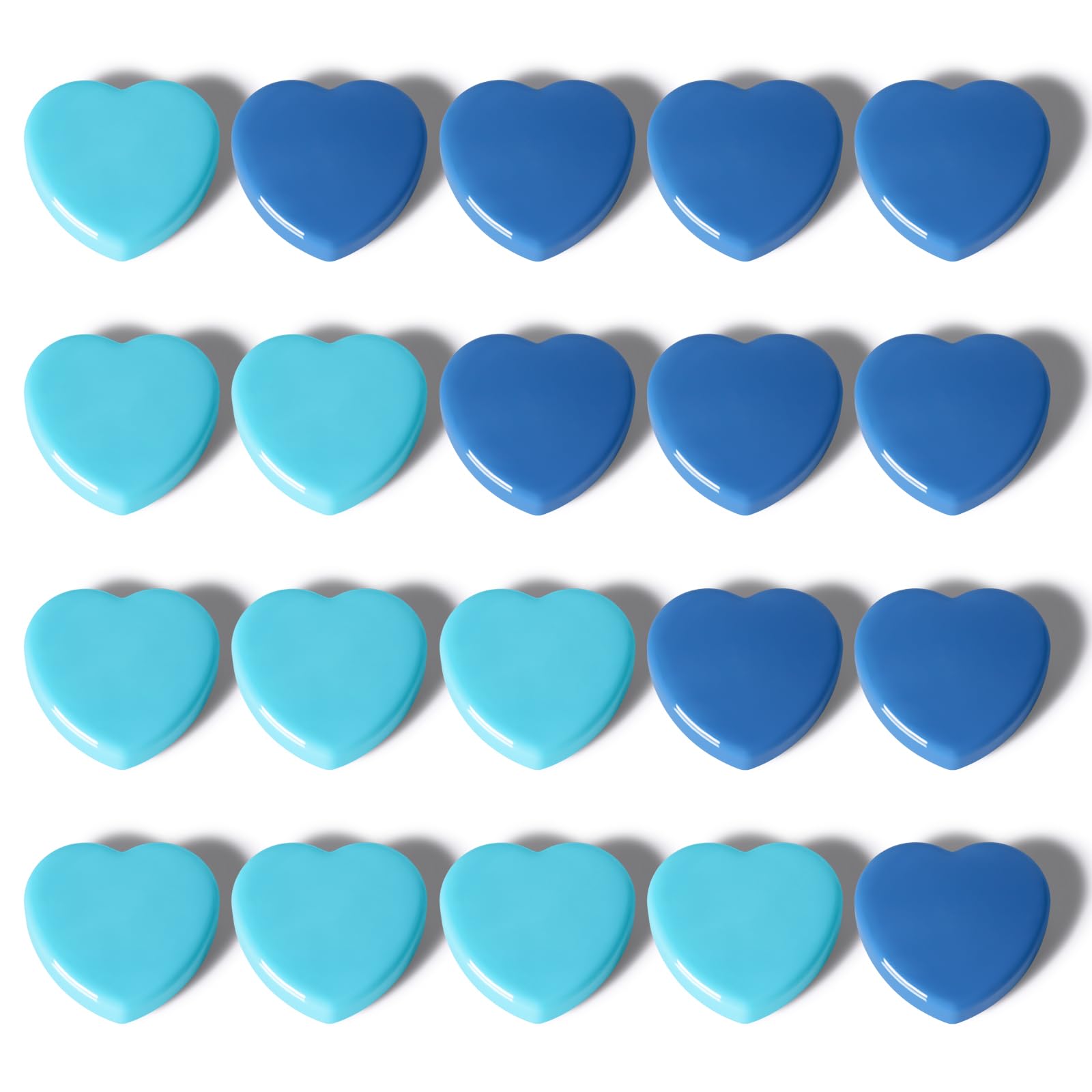 PYJLBX 20PCS Fridge Magnets - Small Strong Magnet, Cute Mini Whiteboard Magnets for Crafts, Kitchen, Office & Classroom - Decorative Heavy Duty Magnets for Fridge, Noticeboard, Reminders (Heart, Blue)
