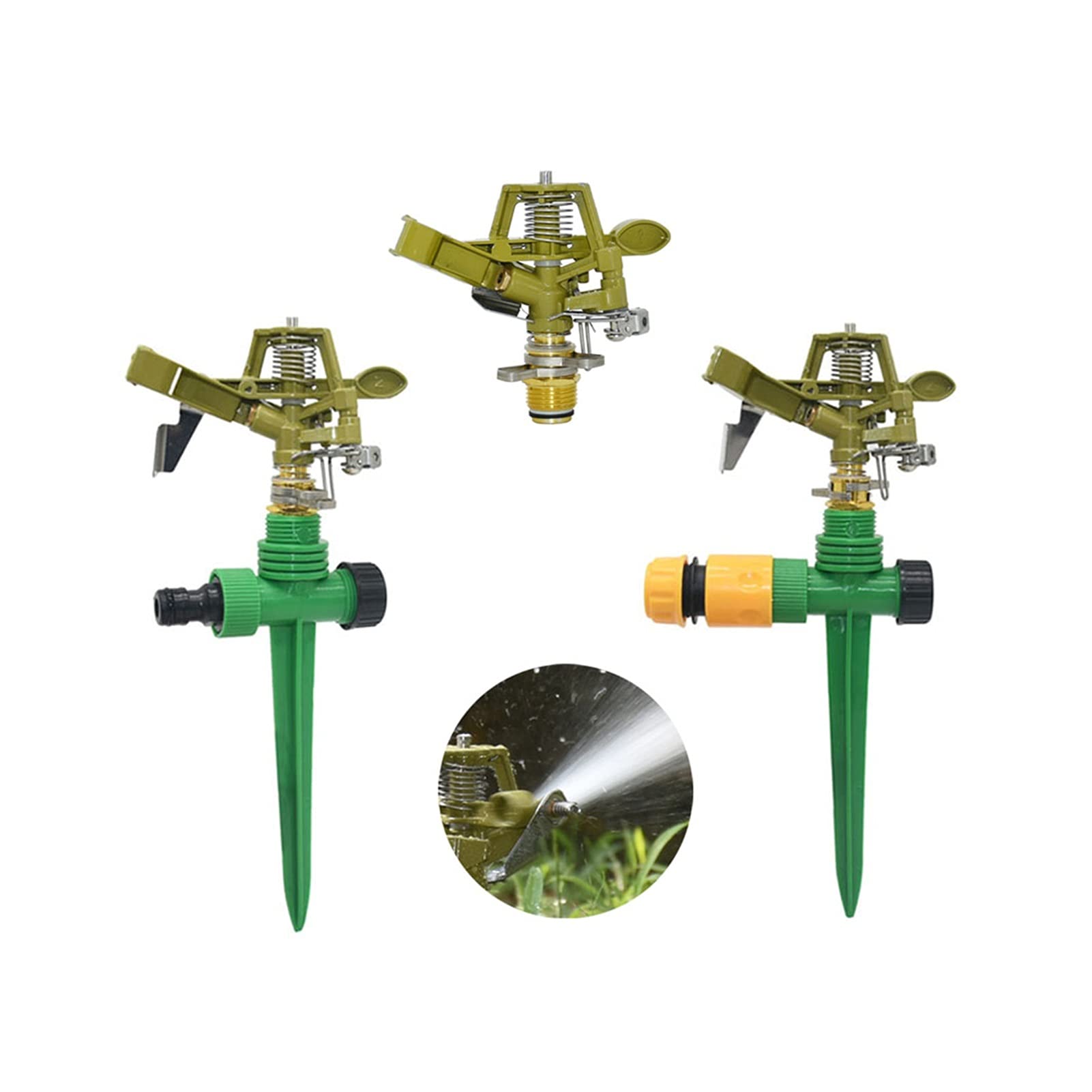Gotero de riego para jardinería con aspersor de pulso y boquilla de agua giratoria