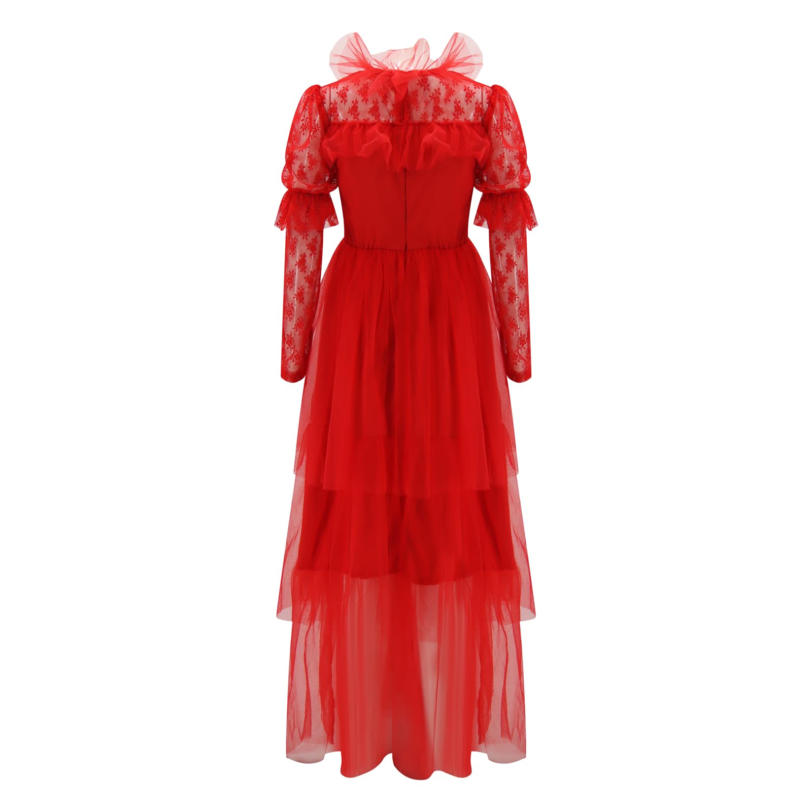 Amazon.com: Poboola Lydia Deetz Costume Red Wedding Dress 80s Prom Tulle  Dress for Women Dead Bride Halloween Gothic Costumes XL : Clothing, Shoes &  Jewelry