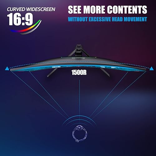 Miniatura 3 de memzuoix Monitor curvo para juegos de 27 pulgadas, QHD 2560 x 1440 monitor de computadora 144 Hz165 Hz, pantalla HDR ancha 169, FreeSync, respuesta