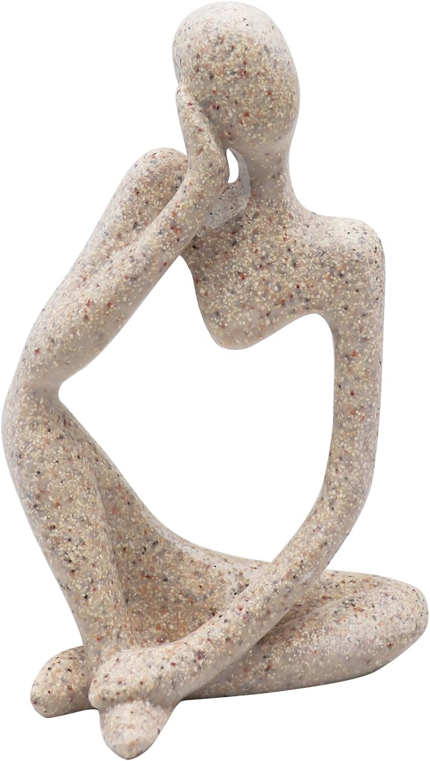 Thinker Statues and Sculptures, Sandstone Resin Thinker Statue Ornaments, Abstract Style Sculptures, Housewarming Gifts, Housewarming Decorations, Living Room Dining Desk Decorations(Right, Large)