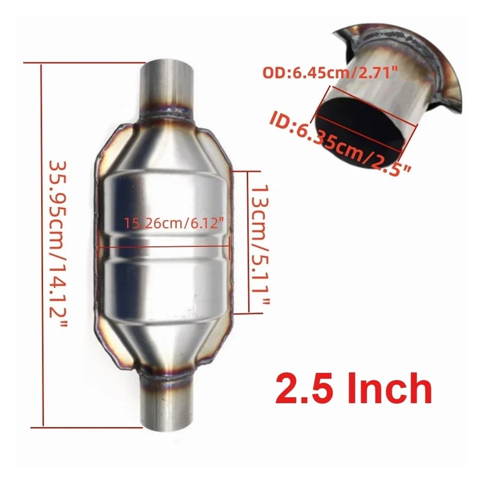 2,5'' Calowy, 6,35 Cm, Uniwersalny Samochodowy Katalizator Wydechowy, 400-komorowy Tłumik O Wysokim Przepływie, Euro 1, Stal Nierdzewna Środek czyszczący katalizatora benzyny