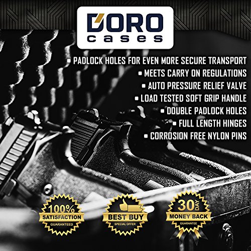 5 Pistol 18 Magazine Doro Gun Case with Custom MyCaseBuilder Foam Insert - Waterproof, Heavy Duty - Tactical Firearms and Ammunition Holder - Black Case w/Black Foam - 18 x 14 x 7 Inches