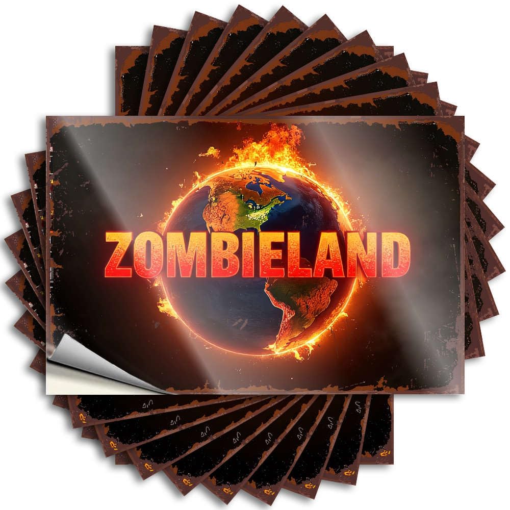Mens Office Decor Saying Case | Zombie Apocalypse On Earth. Great Water Sticker Pack(6X9CM)
