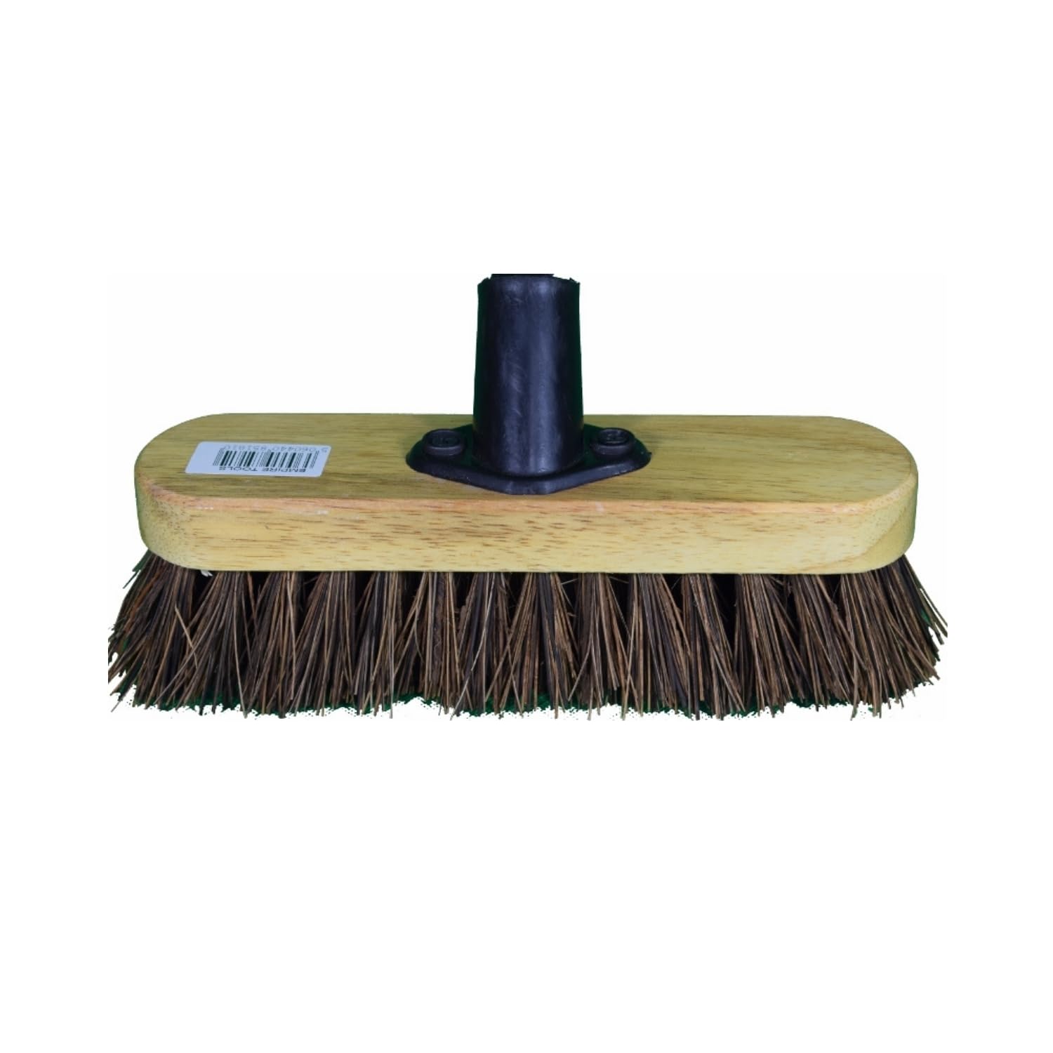 HOMESHOPA Stiff Bass Varnished Wooden PVC Deck Scrub Head, Replacement Broom Head, Durable Stiff Bristles Indoor Outdoor Floor Sweeping Brush, Fitted Fixing Bracket Connector