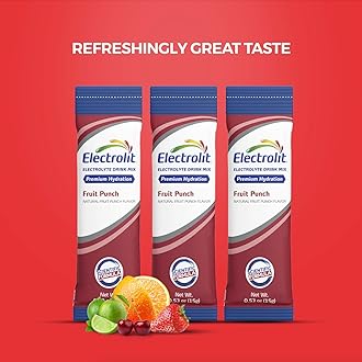 Electrolit Electrolytes Powder Packets, Fruit Punch 8 Pack, Powdered Hydration Packets for Dehydration & Rehydration, Post Workout Flavored Hydrating Drink Mix, Gluten Free Daily Water Enhancer Sticks