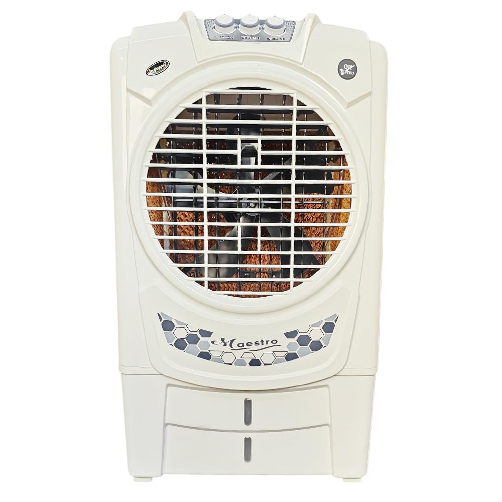 ForeSpace - Maestro-M4H - 75 Litres Desert Air Cooler for home | For Larger Room| High Density Honeycomb Pads | High-Speed | Ever-last Pump | Humidity Control - White
