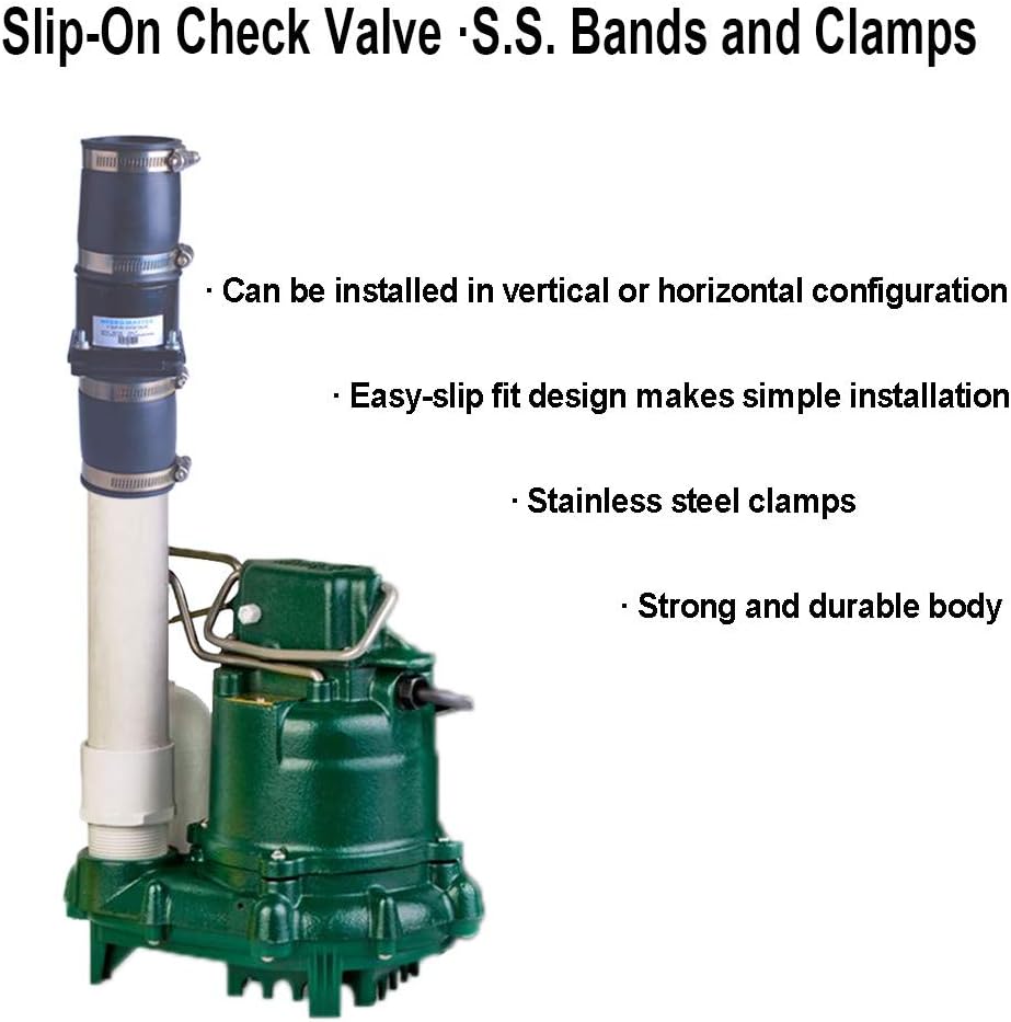 Hydro Master Plastic Sump Pump Check Valve with Stainless Steel Clamps 2 inch